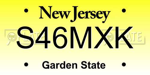S46MXK New Jersey License Plate