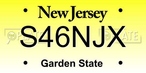 S46NJX New Jersey License Plate