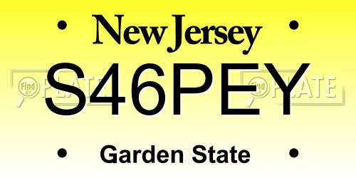 S46PEY New Jersey License Plate