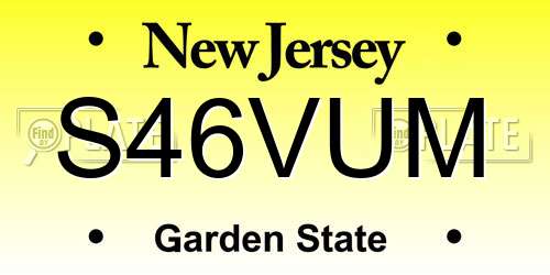 S46VUM New Jersey License Plate