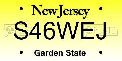 S46WEJ New Jersey License Plate