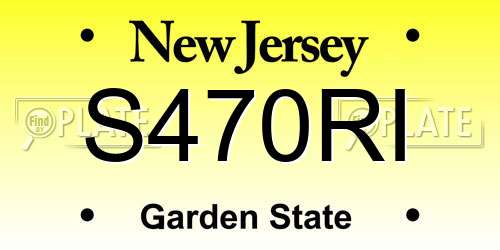 S470RI New Jersey License Plate