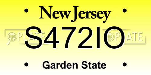 S472IO New Jersey License Plate