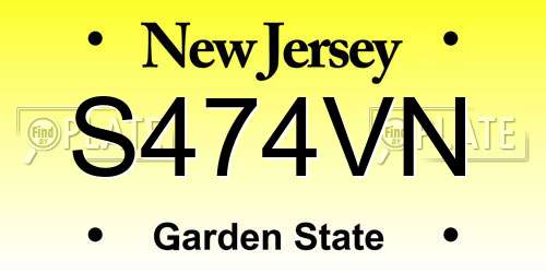 S474VN New Jersey License Plate