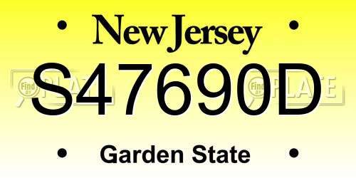 S47690D New Jersey License Plate