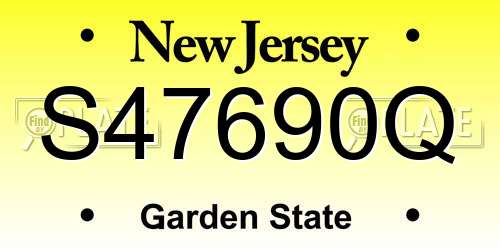S47690Q New Jersey License Plate