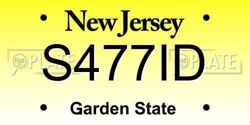 S477ID New Jersey License Plate