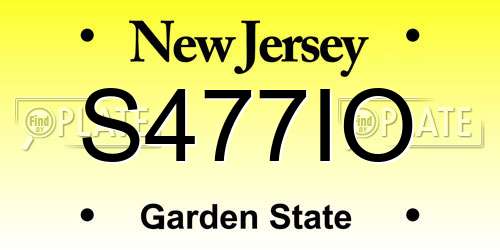 S477IO New Jersey License Plate