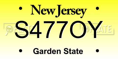 S477OY New Jersey License Plate
