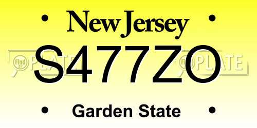 S477ZO New Jersey License Plate