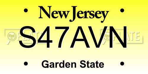 S47AVN New Jersey License Plate