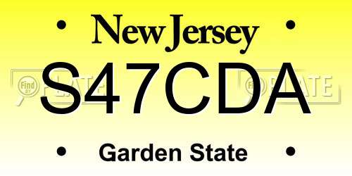 S47CDA New Jersey License Plate