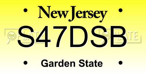 S47DSB New Jersey License Plate