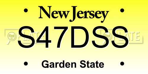 S47DSS New Jersey License Plate