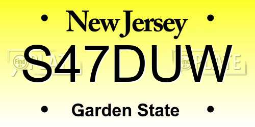 S47DUW New Jersey License Plate