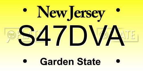 S47DVA New Jersey License Plate