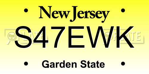 S47EWK New Jersey License Plate