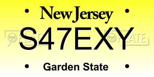 S47EXY New Jersey License Plate