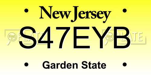 S47EYB New Jersey License Plate