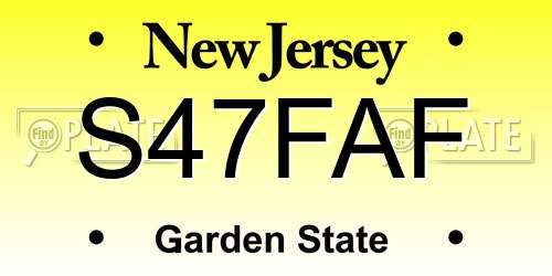 S47FAF New Jersey License Plate