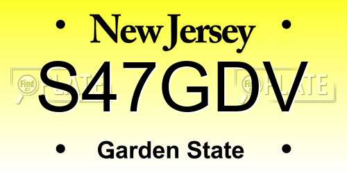 S47GDV New Jersey License Plate
