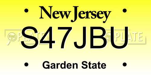 S47JBU New Jersey License Plate