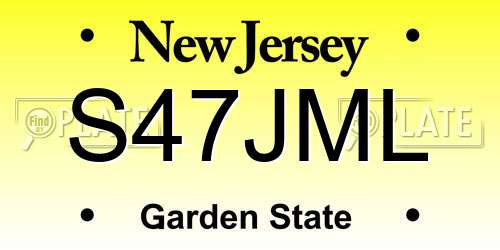S47JML New Jersey License Plate