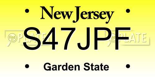 S47JPF New Jersey License Plate