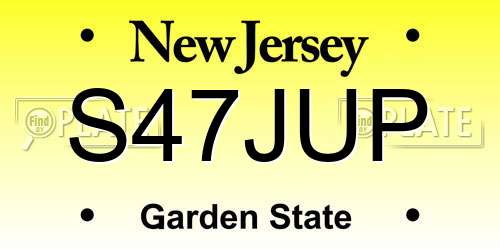 S47JUP New Jersey License Plate
