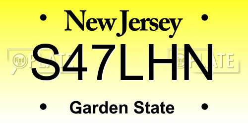 S47LHN New Jersey License Plate