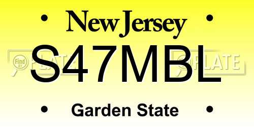 S47MBL New Jersey License Plate