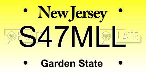 S47MLL New Jersey License Plate