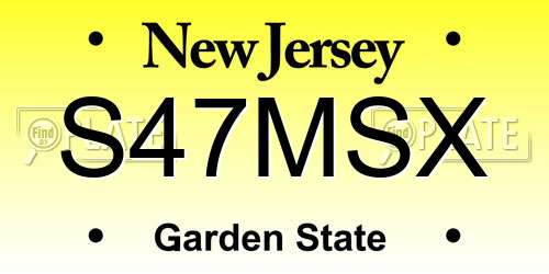 S47MSX New Jersey License Plate
