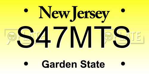 S47MTS New Jersey License Plate