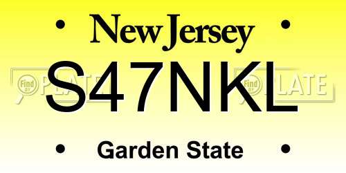 S47NKL New Jersey License Plate