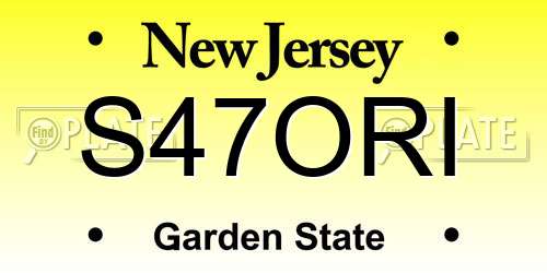 S47ORI New Jersey License Plate
