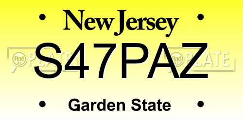 S47PAZ New Jersey License Plate