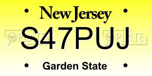 S47PUJ New Jersey License Plate