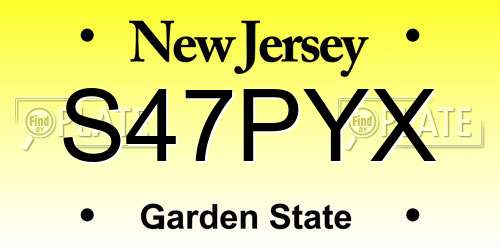S47PYX New Jersey License Plate