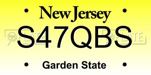 S47QBS New Jersey License Plate