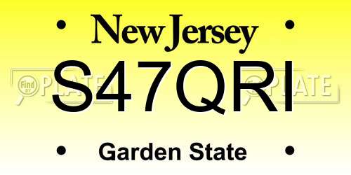 S47QRI New Jersey License Plate