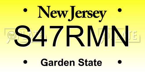 S47RMN New Jersey License Plate