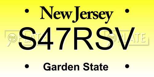 S47RSV New Jersey License Plate