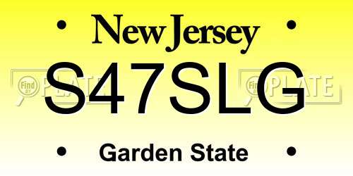 S47SLG New Jersey License Plate