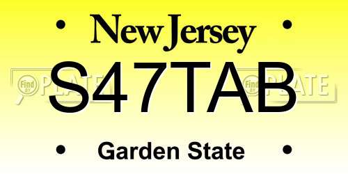 S47TAB New Jersey License Plate