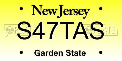 S47TAS New Jersey License Plate