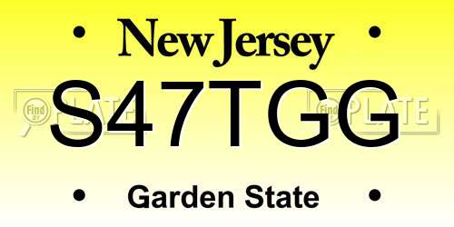 S47TGG New Jersey License Plate