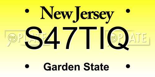 S47TIQ New Jersey License Plate