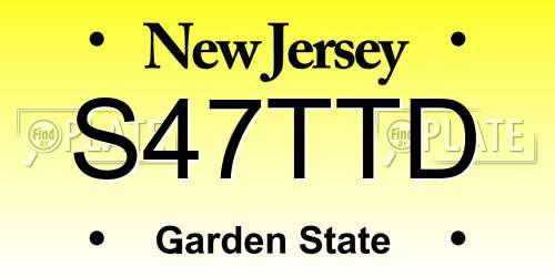 S47TTD New Jersey License Plate