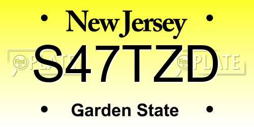 S47TZD New Jersey License Plate